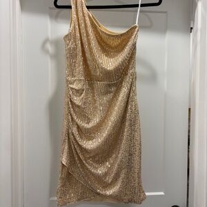 Gold sequins cocktail dress